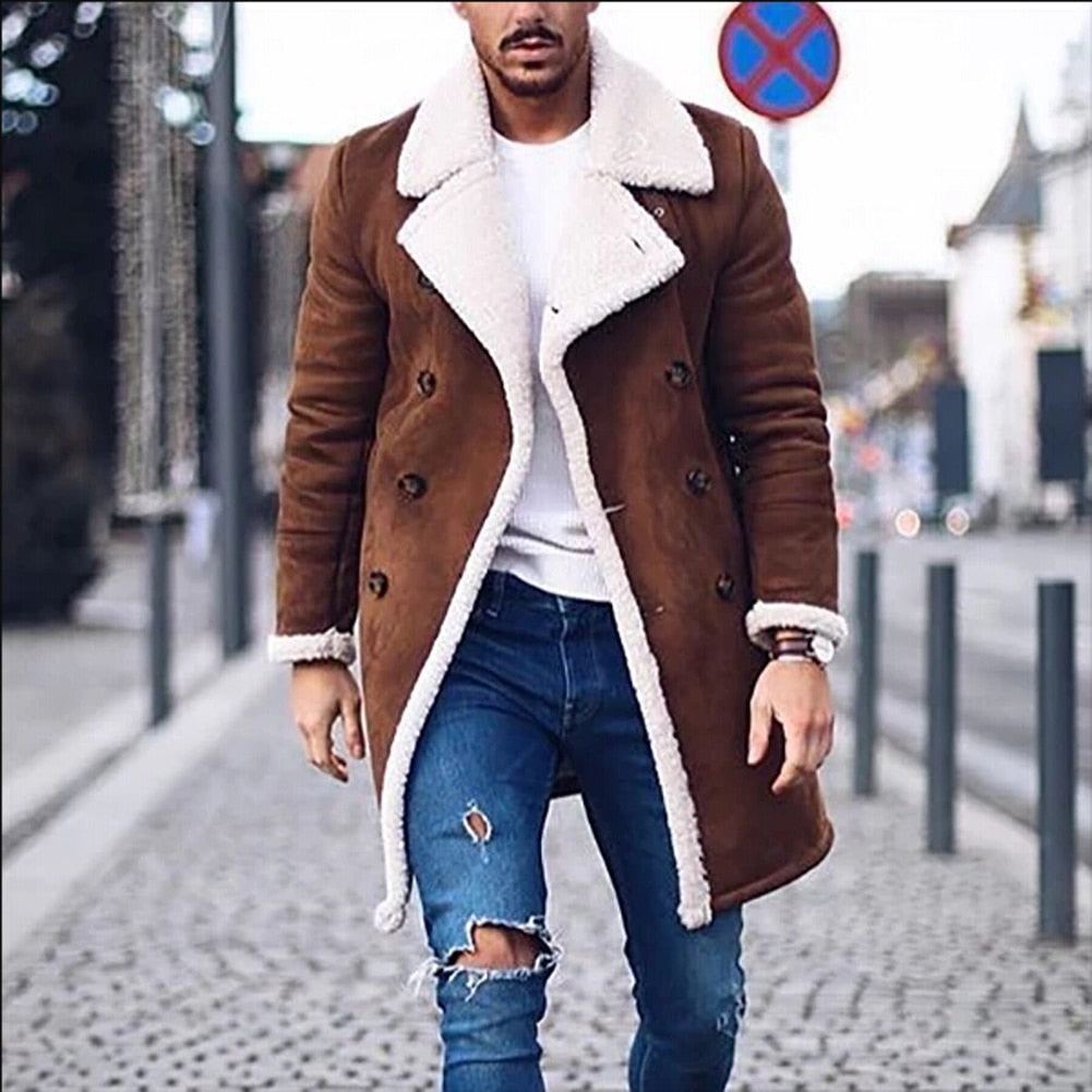 Sheepskin Suede Fur Jacket Mens Sherpa Lined Leather Jacket Men