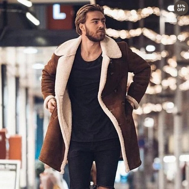 Faux Fur Fleece Faux Leather Jacket Men Winter Brown Jacket Warm – Storish malley